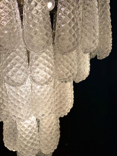 Pair of Modern Italian Murano Chandelier 52 Glass Petals Drop 1970s