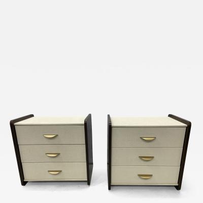 Pair of Modern Linen Chest Nightstands Dressers Walnut Custom American