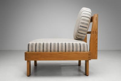 Pair of Modern Lounge Chairs with Striped Upholstery Europe Mid 20th Century