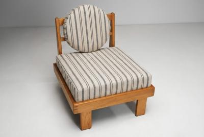 Pair of Modern Lounge Chairs with Striped Upholstery Europe Mid 20th Century