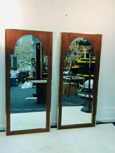 Pair of Modern Mirrors with Brass Interior Design