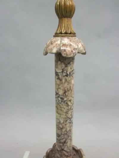 Pair of Modern Neoclassical Italian Marble Table Lamps
