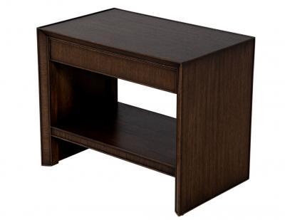 Pair of Modern Oak Nightstand End Tables in Dark Walnut