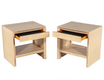Pair of Modern Oak Nightstand End Tables in Natural Bleached Finish