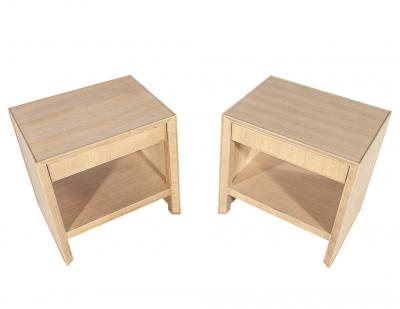 Pair of Modern Oak Nightstand End Tables in Natural Bleached Finish