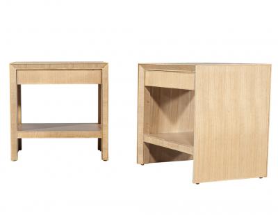 Pair of Modern Oak Nightstand End Tables in Natural Bleached Finish