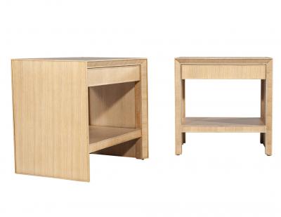 Pair of Modern Oak Nightstand End Tables in Natural Bleached Finish