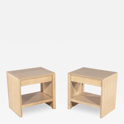 Pair of Modern Oak Nightstand End Tables in Natural Bleached Finish