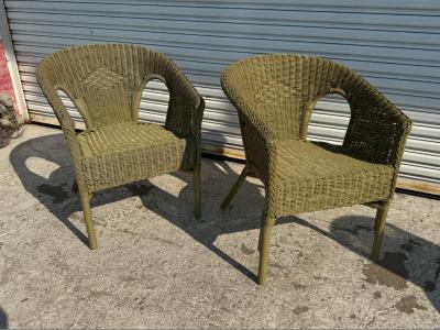Pair of Modern Rattan Lounge Chairs