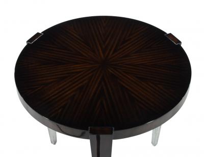 Pair of Modern Round Macassar Accent Tables