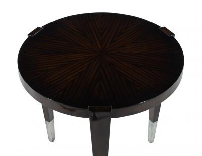 Pair of Modern Round Macassar Accent Tables