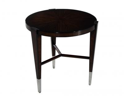 Pair of Modern Round Macassar Accent Tables