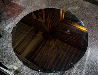 Pair of Modern Round Macassar Accent Tables