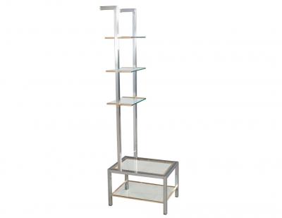 Pair of Modern Stainless Steel and Brass Bookshelf Stands Italy 1970s