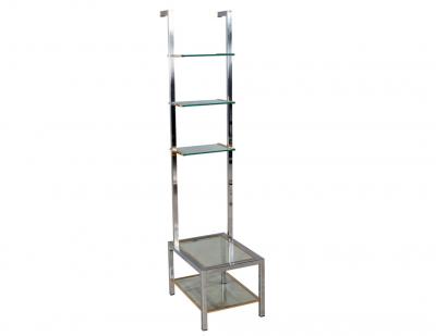Pair of Modern Stainless Steel and Brass Bookshelf Stands Italy 1970s