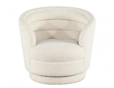 Pair of Modern Swivel Chairs in Boucle Cream Fabric