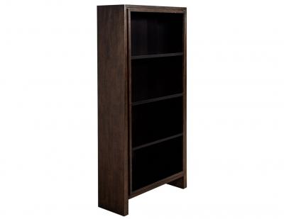 Pair of Modern Walnut and Black Bookcases