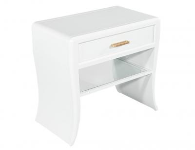 Pair of Modern White Curved Nightstand End Tables
