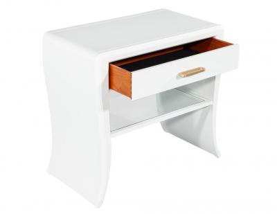 Pair of Modern White Curved Nightstand End Tables
