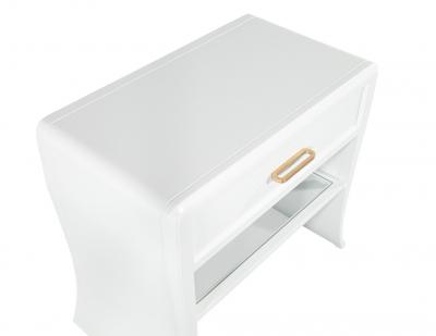 Pair of Modern White Curved Nightstand End Tables