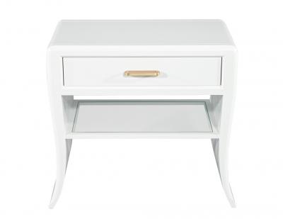 Pair of Modern White Curved Nightstand End Tables