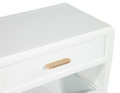Pair of Modern White Curved Nightstand End Tables