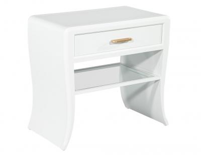 Pair of Modern White Curved Nightstand End Tables