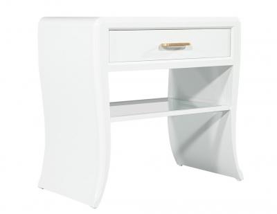 Pair of Modern White Curved Nightstand End Tables