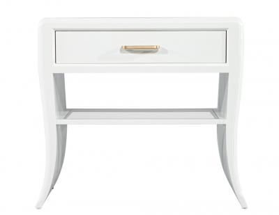 Pair of Modern White Curved Nightstand End Tables