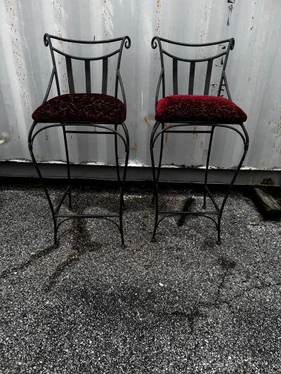 Pair of Modern Wrought Iron French Style Barstools