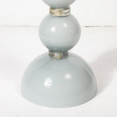 Pair of Modernist Dove Grey Murano Glass Table Lamps with 24 Karat Gold Bands