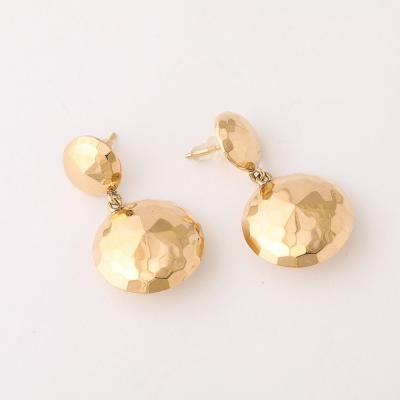 Pair of Modernist Half Dome Faceted 18 Karat Gold Earrings
