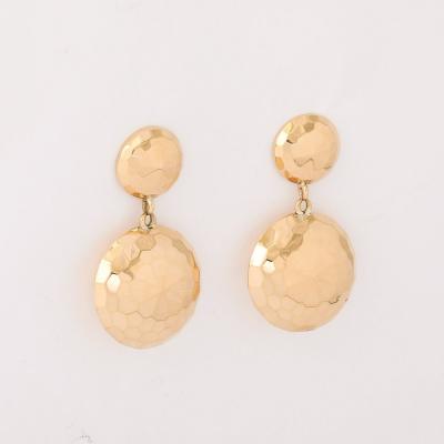 Pair of Modernist Half Dome Faceted 18 Karat Gold Earrings