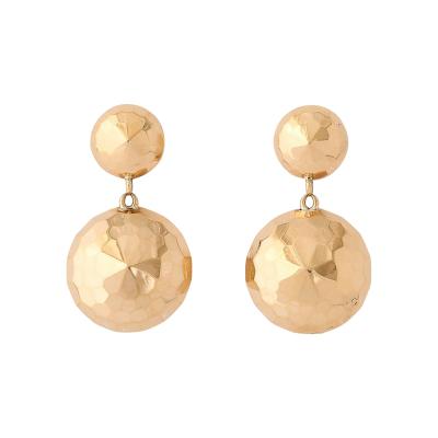 Pair of Modernist Half Dome Faceted 18 Karat Gold Earrings