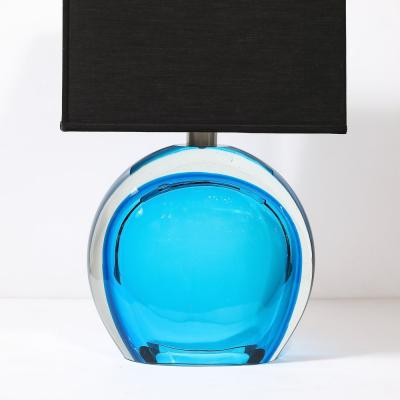 Pair of Modernist Hand Blown Murano Cobalt Blue Glass Table Lamps