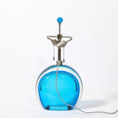 Pair of Modernist Hand Blown Murano Cobalt Blue Glass Table Lamps