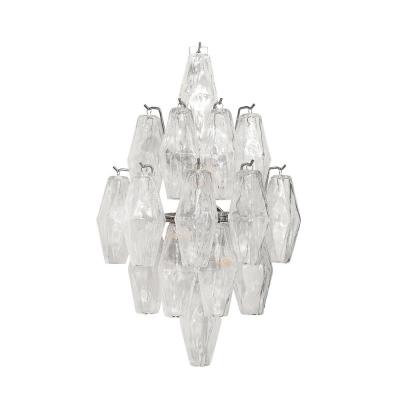 Pair of Modernist Hand Blown Murano Glass Diamond Form Polyhedral Sconces