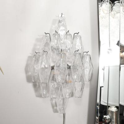 Pair of Modernist Hand Blown Murano Glass Diamond Form Polyhedral Sconces
