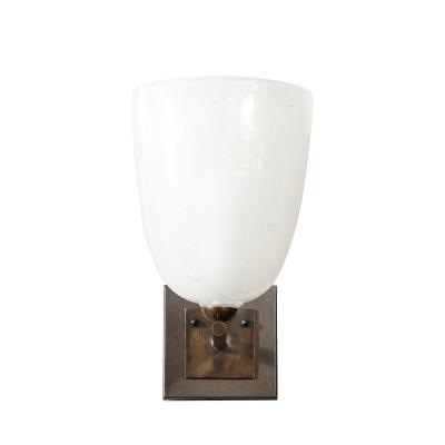 Pair of Modernist Hand Blown Murano Glass Pulegoso Sconces in Oil Rubbed Bronze