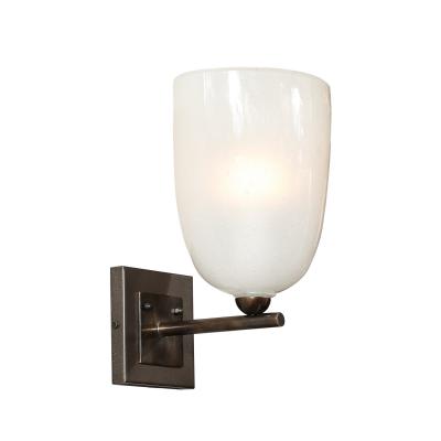 Pair of Modernist Hand Blown Murano Glass Pulegoso Sconces in Oil Rubbed Bronze