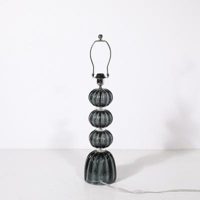 Pair of Modernist Hand Blown Murano Glass Table Lamps in Smoked Graphite