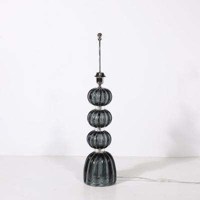 Pair of Modernist Hand Blown Murano Glass Table Lamps in Smoked Graphite