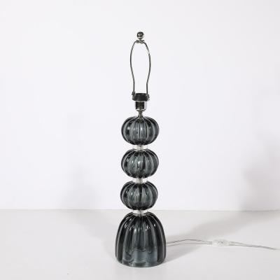 Pair of Modernist Hand Blown Murano Glass Table Lamps in Smoked Graphite