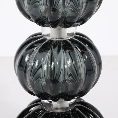 Pair of Modernist Hand Blown Murano Glass Table Lamps in Smoked Graphite