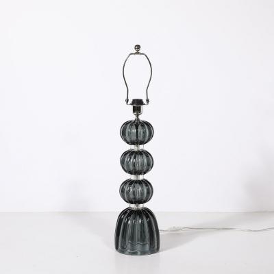 Pair of Modernist Hand Blown Murano Glass Table Lamps in Smoked Graphite