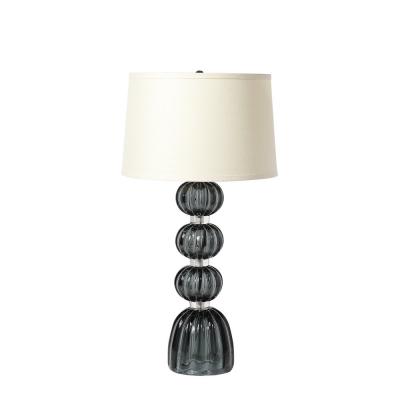 Pair of Modernist Hand Blown Murano Glass Table Lamps in Smoked Graphite