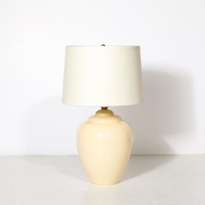 Pair of Modernist Hand Blown Murano Glass Urn Form Vellum Hue Table Lamps