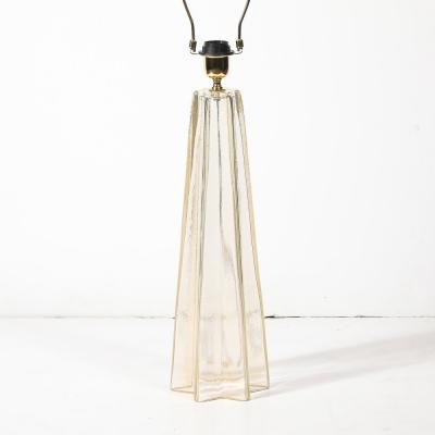 Pair of Modernist Hand Blown Murano Glass X Form Table Lamps W 24 Karat Gold