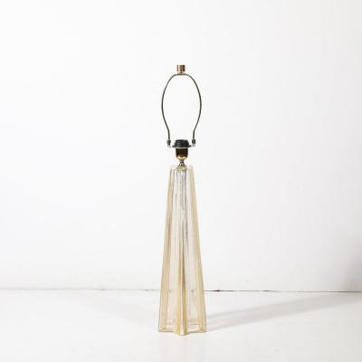 Pair of Modernist Hand Blown Murano Glass X Form Table Lamps W 24 Karat Gold