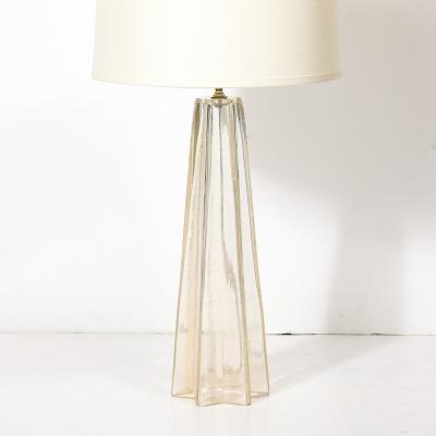Pair of Modernist Hand Blown Murano Glass X Form Table Lamps W 24 Karat Gold
